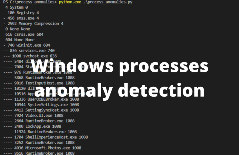 Windows processes anomaly detection